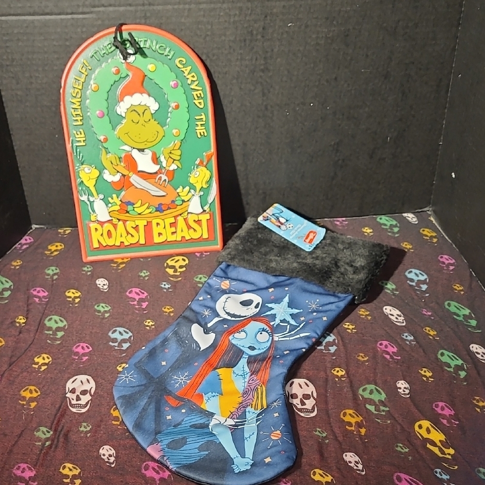 Nightmare Before Christmas Themed Stocking & Grinch Wall Hang Pop Culture